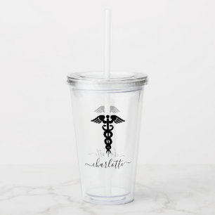 Verre En Acrylique Infirmière personnalisée Docteur Caduceus Symbol
