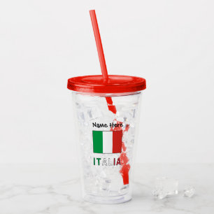 Verre En Acrylique Italia Bandeira Italiana Personnalisé
