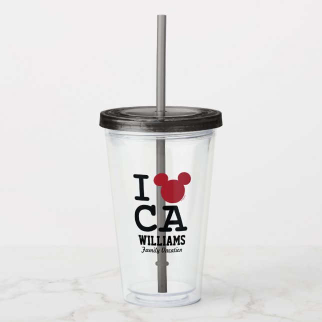 Verre En Acrylique J'aime Mickey | California Family Vacances (Devant)