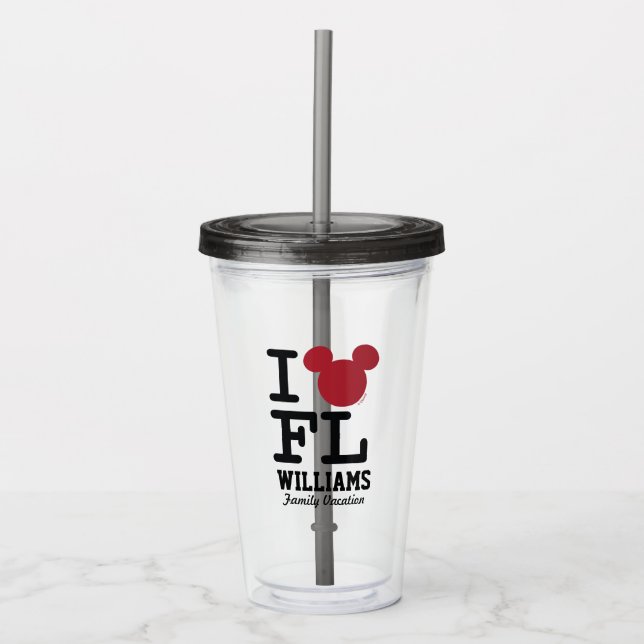 Verre En Acrylique J'aime Mickey | California Family Vacances (Devant)