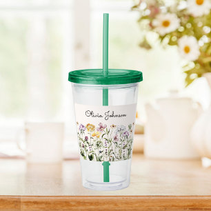 Verre En Acrylique Jardin Fleur sauvage de nom personnalisé