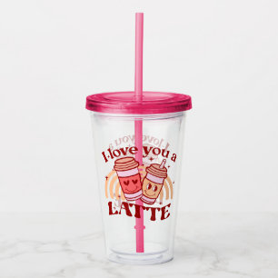 Verre En Acrylique Je T'Aime Un Latte Pun Coupe De Café Cute