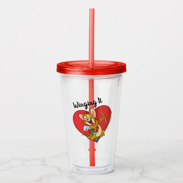 Verre En Acrylique Jerry Mouse habillée en Valentine Cupide (Devant)