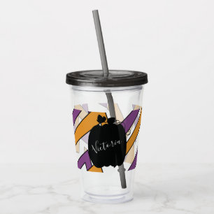 Verre En Acrylique Joli motif de citrouille Halloween violet en acryl