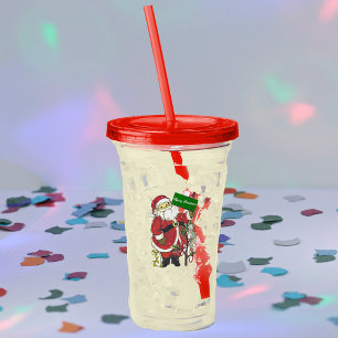 Verre En Acrylique Joli Noël Père Noël Animaux Petit Arbre