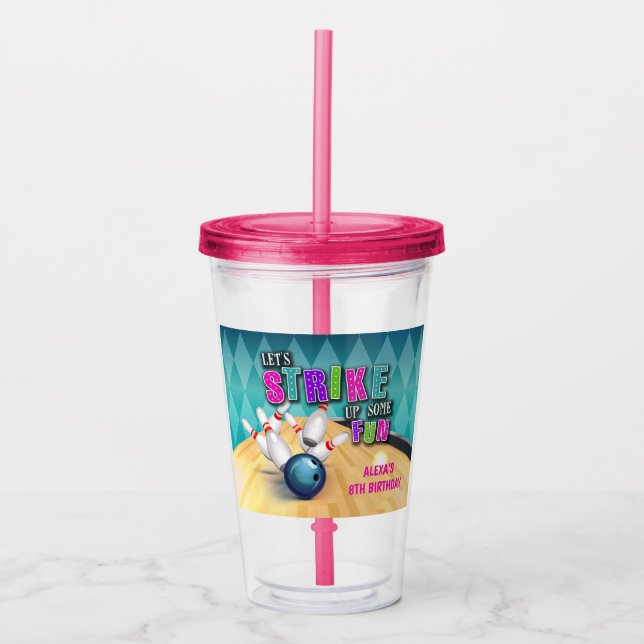 Verre En Acrylique Jour de bowling 16oz Tumbler - Fille (Devant)