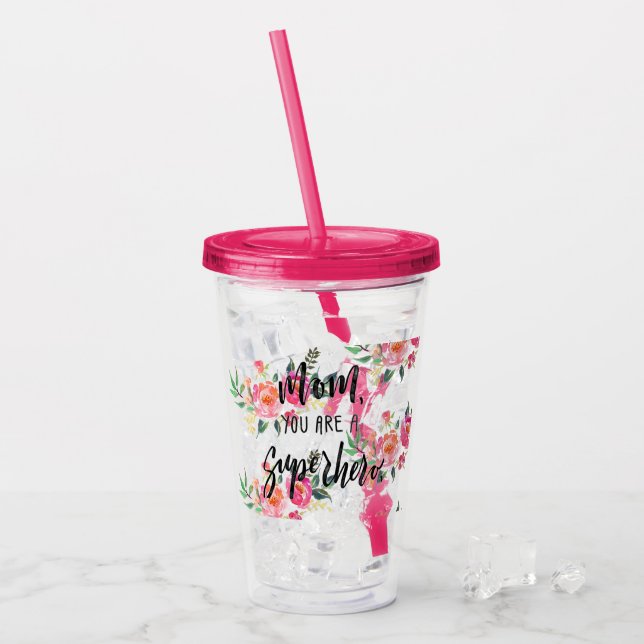 Verre En Acrylique Jour de mères de super héros de maman (Devant glace)