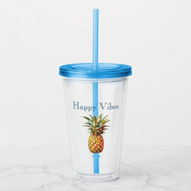 Verre En Acrylique Joyeux ananas tropical (Devant)