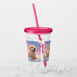 Verre En Acrylique Kawaii Labrador Retriever ciel et étoiles