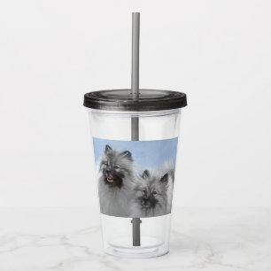 Verre En Acrylique Keeshond Paire de Kees Peinture Art animal origina