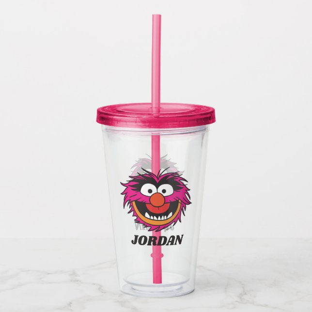 Verre En Acrylique La tête des animaux des Muppets| Ajouter votre nom (Devant)