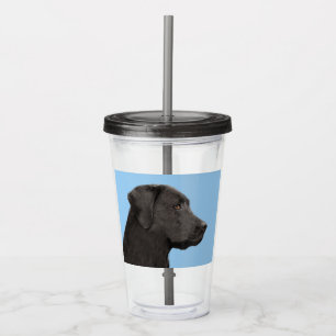 Verre En Acrylique Labrador Retriever Black Peinture Original Chien A