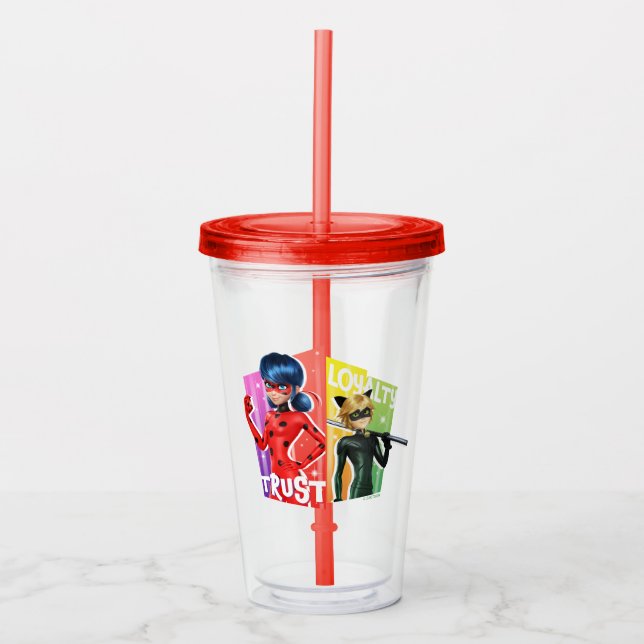 Verre En Acrylique Ladybug & Cat Noir | Confiance et fidélité (Devant)