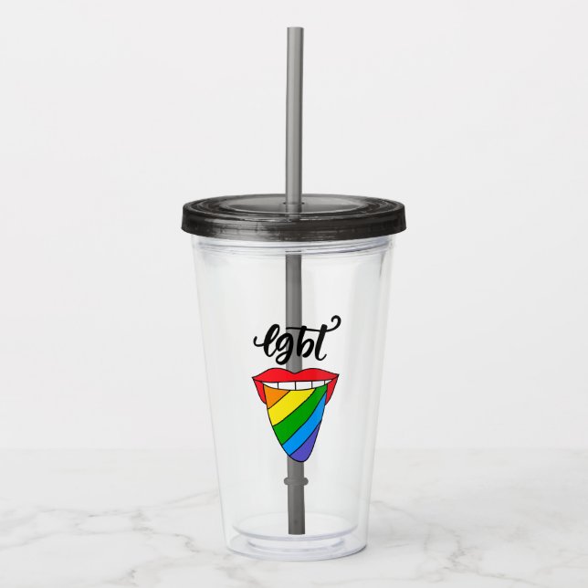Verre En Acrylique Langue arc-en-ciel LGBT (Devant)