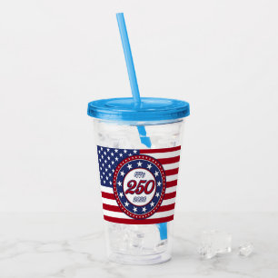 Verre En Acrylique Le 250e anniversaire de l'Amérique avec le drapeau