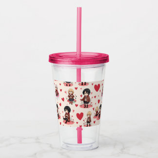 VERRE EN ACRYLIQUE LE JOUR DE VALENTINE ANIME CLAIR TUMBLER