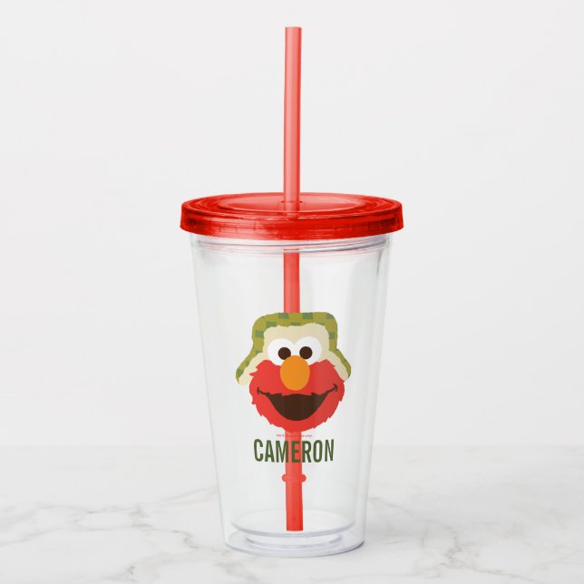 Verre En Acrylique Le visage d'Elmo Woodland | Ajouter Votre Nom (Devant)