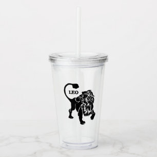 Verre En Acrylique Léo Lion Zodiaque Noir