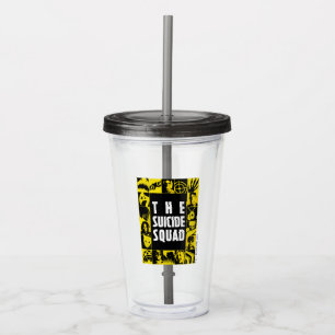 Verre En Acrylique L'équipe du suicide   Blocs d'icônes jaune et no