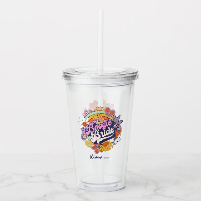 Verre En Acrylique les années 70 super Bachelorette Boogie Bride ID92 (Devant)