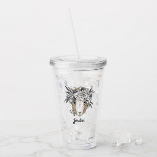 Verre En Acrylique Les moutons floraux de halo ajoutent votre nom