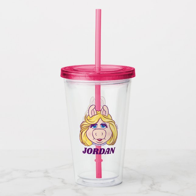 Verre En Acrylique Les Muppets Miss Piggy Face| Ajouter votre nom (Devant)
