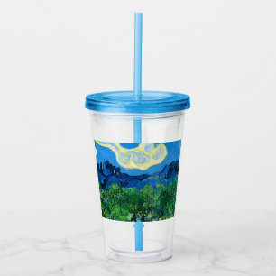 Verre En Acrylique Les oliviers de Van Gogh dans un paysage montagneu
