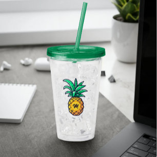 Verre En Acrylique Lettre de nom personnalisée moderne ananas vert