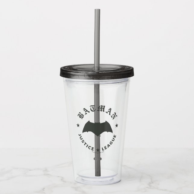 Verre En Acrylique Ligue de Justice | Batman Retro Bat Emblem (Devant)
