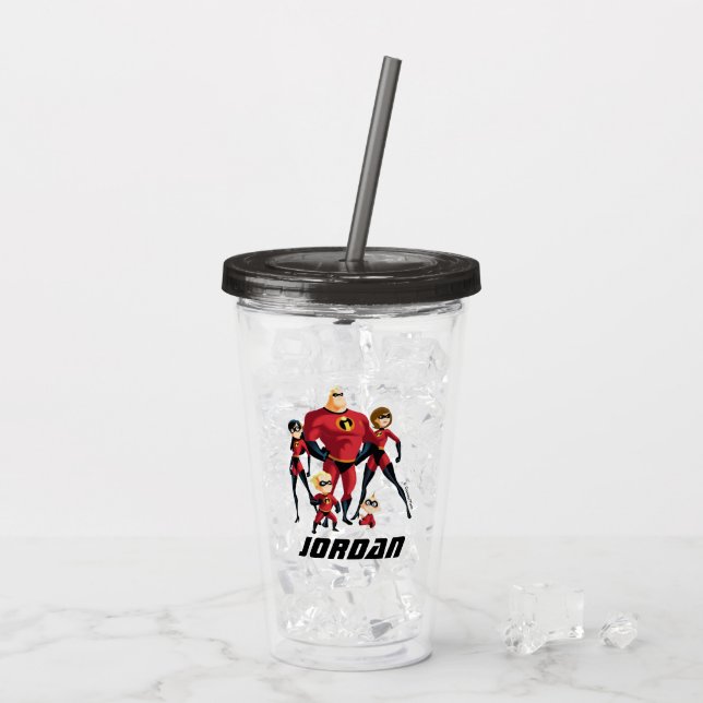 Verre En Acrylique L'incroyable famille de Disney| Ajouter votre nom (Dos glace)