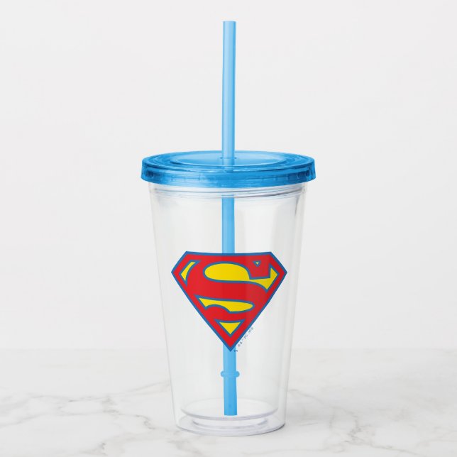 Verre En Acrylique Logo classique Supergirl avec fond bleu (Devant)