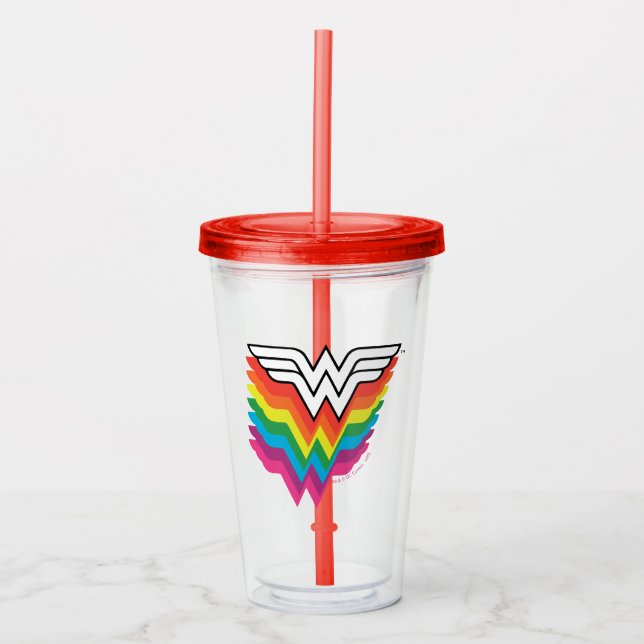 Verre En Acrylique Logo de Wonder Woman Layers Rainbow (Devant)