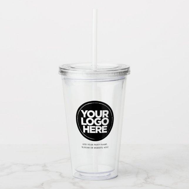 Verre En Acrylique Logo et texte personnalisés (Devant)