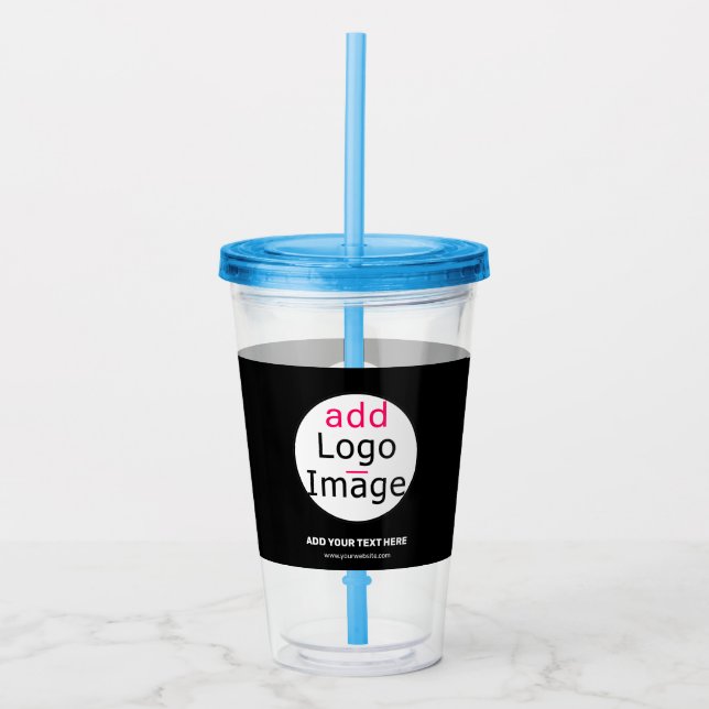 Verre En Acrylique Logo personnalisé Extravagant Business Chic Noir (Devant)