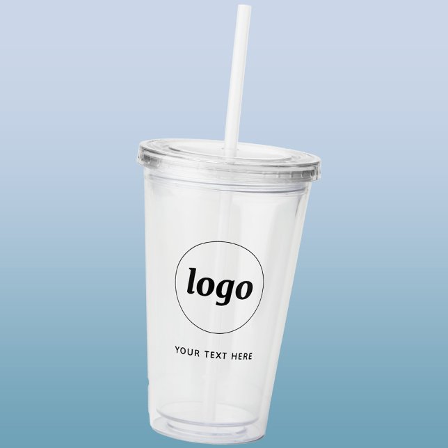 Verre En Acrylique Logo simple et promotion de l'entreprise textuelle (Simple logo with custom text business branding promotional acrylic tumbler)