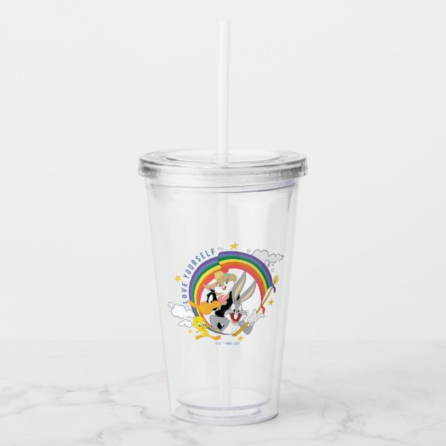 Verre En Acrylique LOONEY TUNES™ - Love Yourself Pride Badge (Devant)