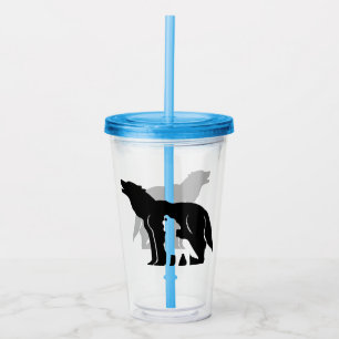 Verre En Acrylique Loups noirs et blancs