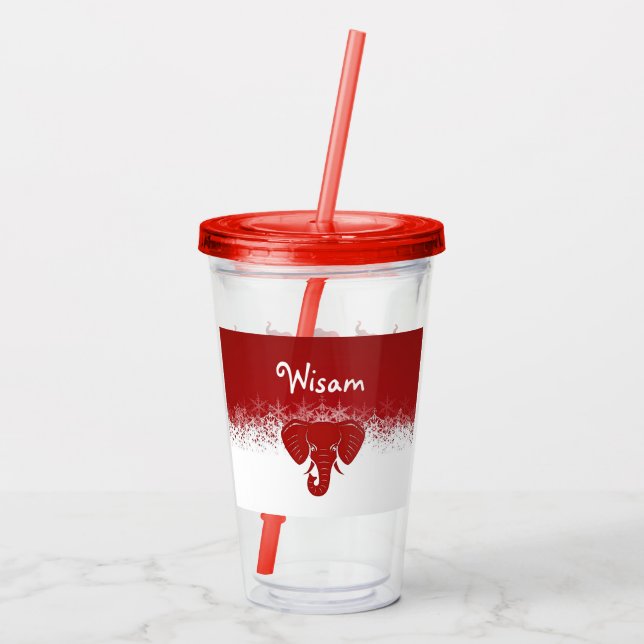 Verre En Acrylique Lucky Red Elephant Acrylique Tumbler (Dos)