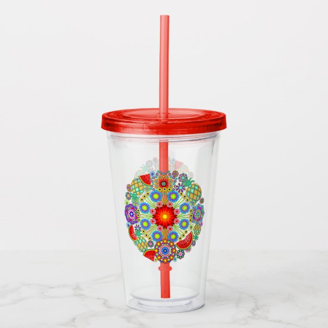 Verre En Acrylique Mandalas et Motif de fruits exotiques (Devant)