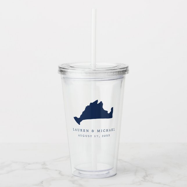 Verre En Acrylique Marine Blue Martha's Vineyard Wedding Favor (Devant)