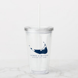 Verre En Acrylique Marine Blue Nantucket Island ACK Wedding Favor