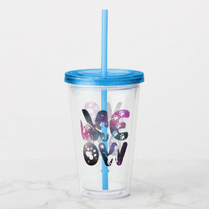Verre En Acrylique Meow - Cute Cat Silhouettes et Empreintes de patte