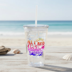 Verre En Acrylique Mer aux Vitamines Thème de Plage