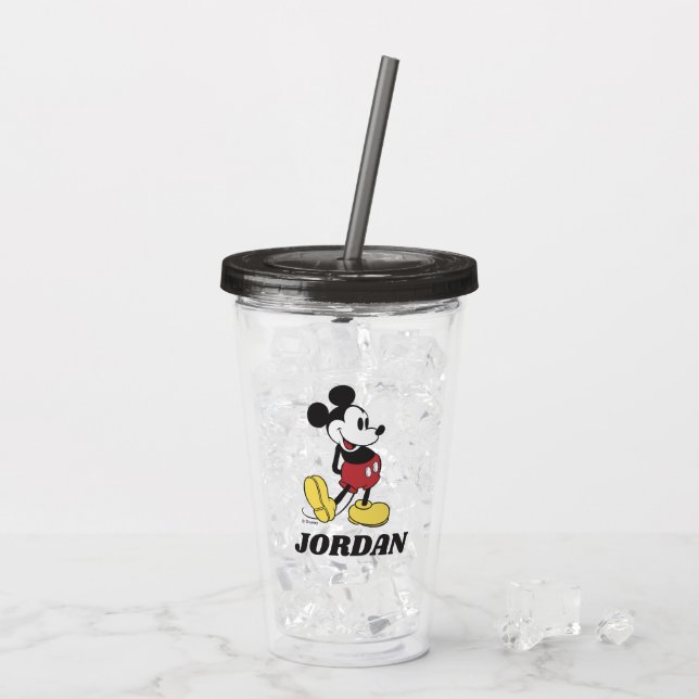 Verre En Acrylique Mickey classique | Ajouter Votre Nom (Dos glace)
