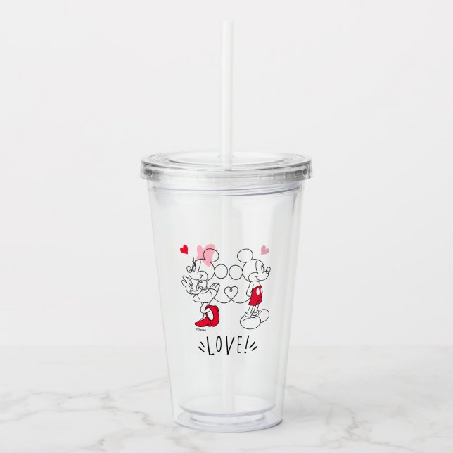 Verre En Acrylique Mickey et Minnie | Saint Valentin Amour (Devant)