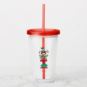 Verre En Acrylique Mickey, Goofy & Donald Prêt pour Noël