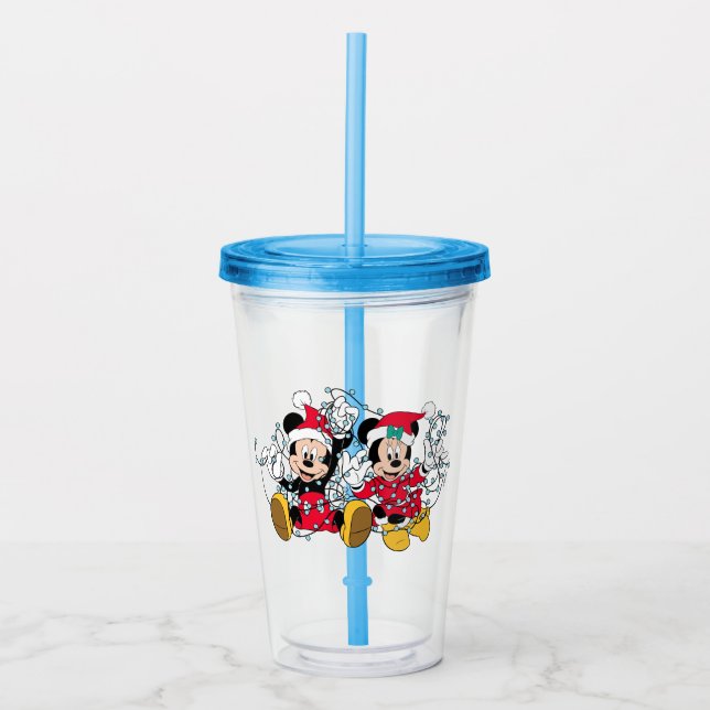 Verre En Acrylique Mickey & Minnie |Lumières de Noël (Devant)