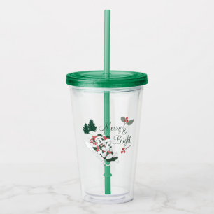 Verre En Acrylique Mickey & Minnie   Merry & Bright