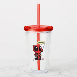 Verre En Acrylique Mini Deadpool Avec Deux Épées