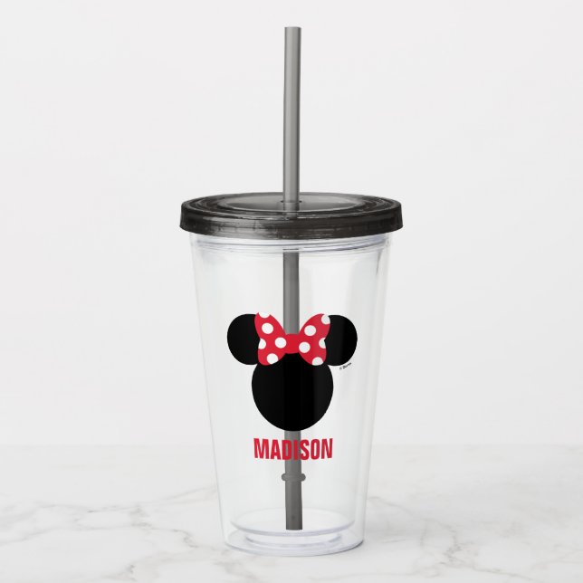 Verre En Acrylique Minnie Mouse | Red & White Anniversaire Party Favo (Devant)